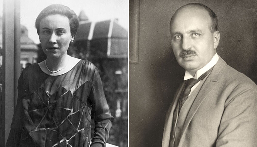 Schwarz-weiß-Portraits von Charlotte und Karl Bühler